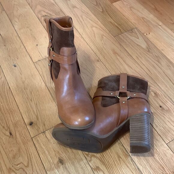 Lauren Ralph Lauren camel/brown leather Dylan boots Size 5.5 - Picture 1 of 9